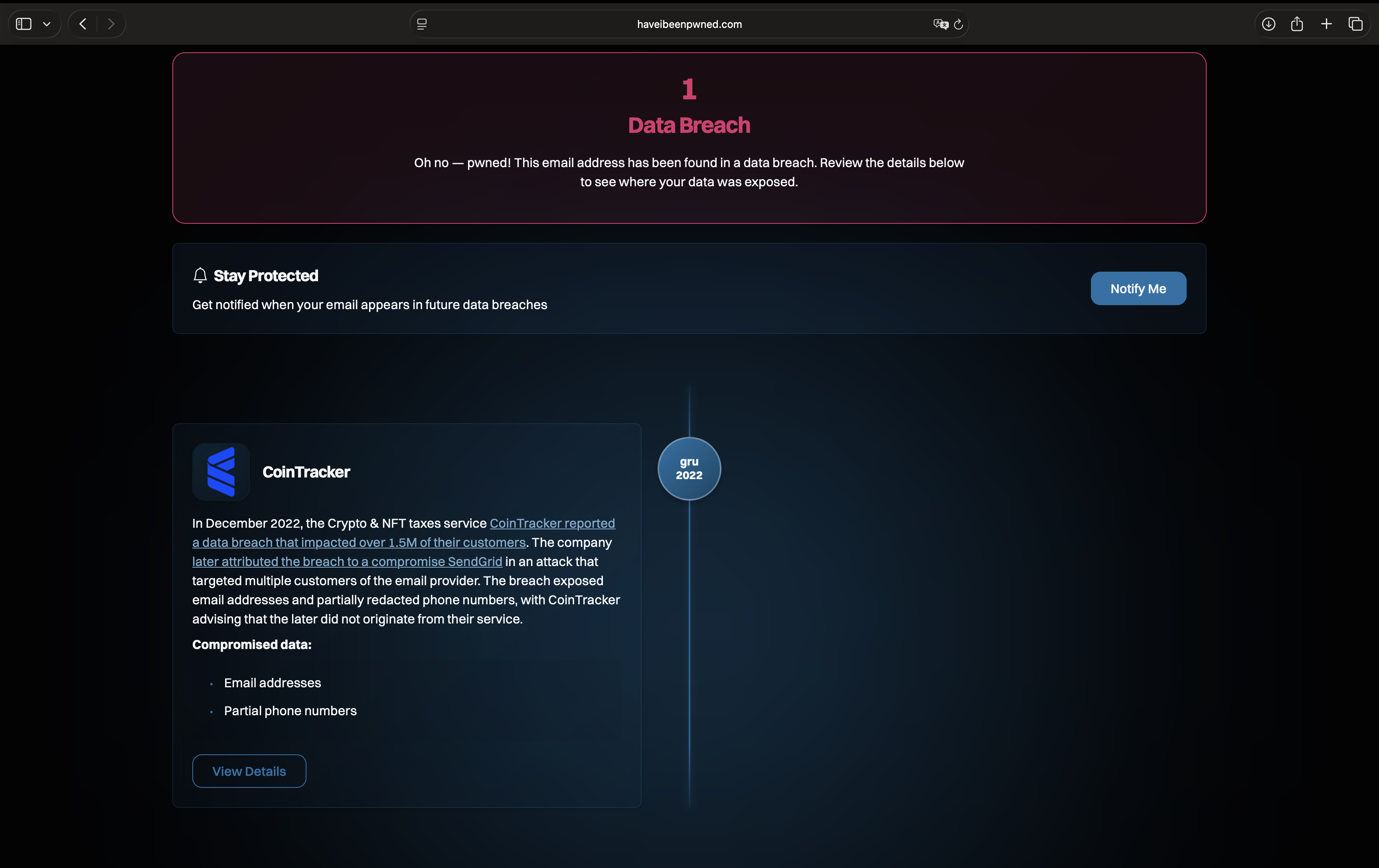 Checking if we have been pwned using haveibeenpwned.com